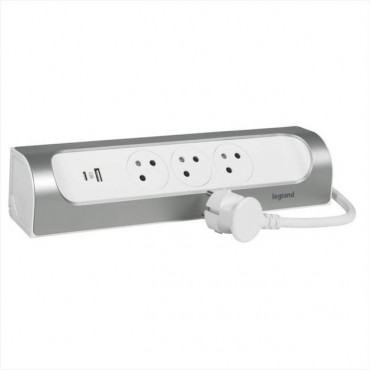 Multiprise USB filaire compact 3 prises aluminium